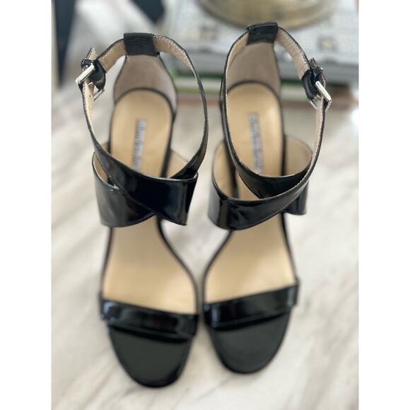 Charles David Black Patent Leather Strappy Stiletto Heel - Picture 2 of 10